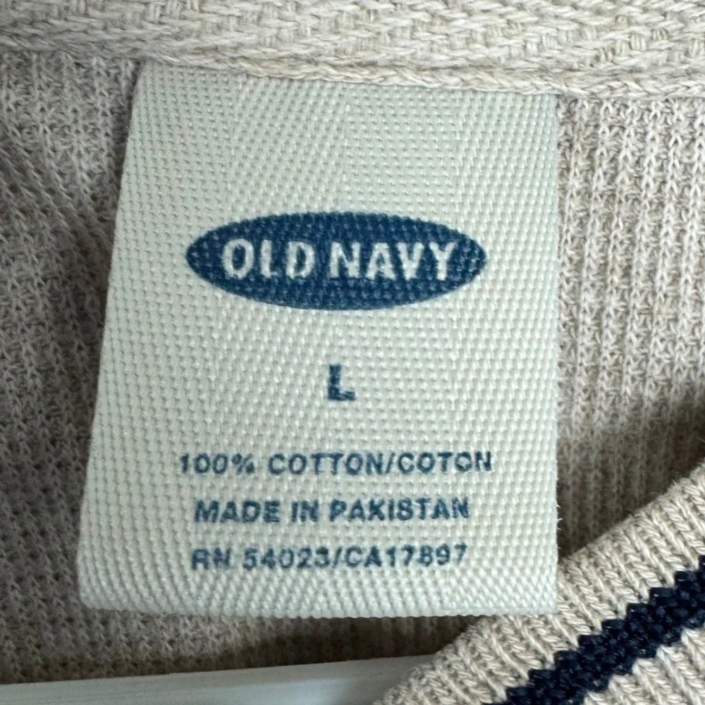Old Navy Shirt Men Large Beige Waffle Knit 100% Cotton Gorpcore Earthy Retro 90s